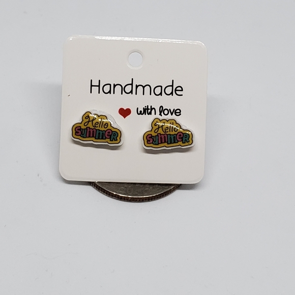 3/$20 Shrinky Dink Hello Summer Stud Earrings - Picture 4 of 6